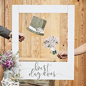 Ginger Ray Best Day Ever Giant Wedding Polaroid Photo Frame or Backdrop-Rustic, Grey