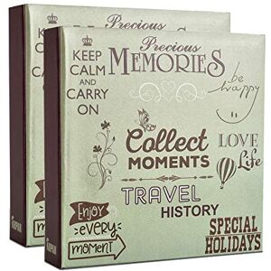 ARPAN 2 x Picture Photo Album, Holiday Destinations/Memory, to fit 200 Photos 4x6'' / 10x15cm with Memo Writing Area, Slogan Memories Design