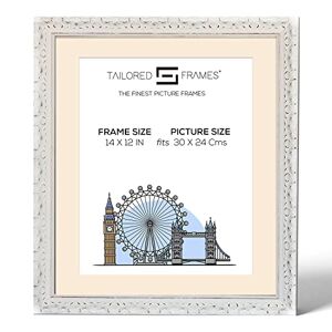 Tailored Frames Vienna White 14" X 12" Frame for 30 X 24 Cm Picture Rustic Style Vintage Single Picture Frame Wall Hanging Type Photo Frame with White Mount