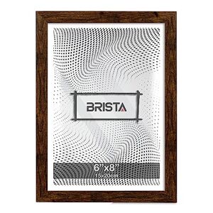 Brista Brown Picture Frames York Glass Photo Frame Wood Effect Material for Home & Office, Certificates, Photographs, Vertical/Horizontal Display (6" X 8")