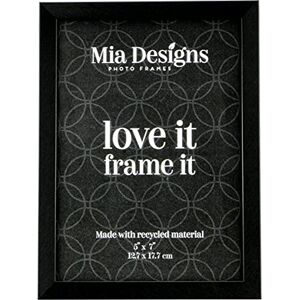 Mia Designs Picture Frame Brushed Black 5x7 13x18 Cm Photo Frame for Desk, Wall and Table Top in Eco-friendly PS material Environmentally Friendly Freestanding Frame