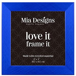 Mia Designs Picture Frame Cross Brushed Metallic Blue 5x5 13x13 Cm Photo Frame for Desk, Wall and Table Top in Eco-friendly PS material Environmentally Friendly Freestanding Frame