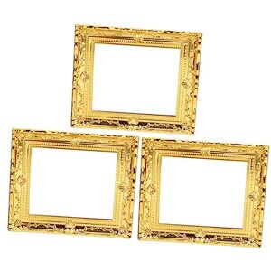 ERINGOGO 3pcs Dollhouse Frame Mini Picture Frame Toys for Retro Decor Gold Picture Frames Accessories Mini Antique Desktop Decor Cosplay Child Plastic Small Photo Frame