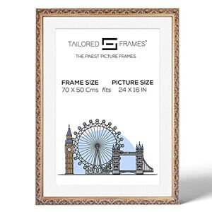Tailored Frames Vienna Gold 70 x 50 Cm Frame for 24" x 16" Picture Rustic Style Vintage Single Picture Frame Wall Hanging Type Photo Frame with White Mount