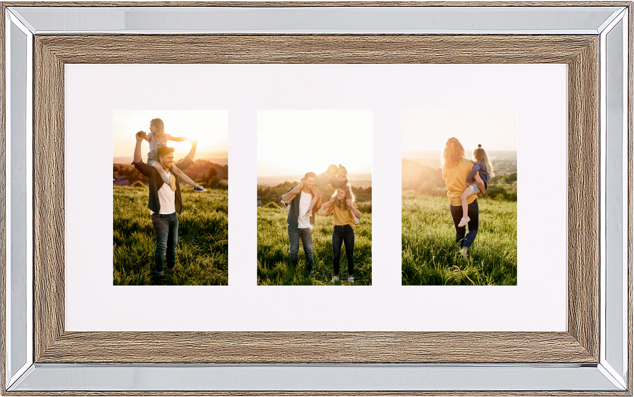 Beliani Photo Frame Dark Wood 32 x 50 cm for 3 Pictures 10 x 15 cm Collage Aperture