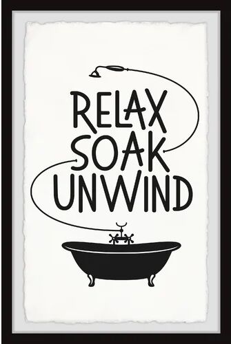 Happy Larry 'Relax Soak Unwind' - Picture Frame Typography Print on Paper Happy Larry Size: 91cm H x 61cm W x 3.81cm D  - Size: Mini (Under 40cm High)