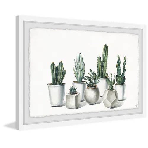East Urban Home White Potted Cacti - Picture Frame Painting Print on Paper East Urban Home Size: 41 cm H x 61 cm W x 3.81 cm D  - Size: