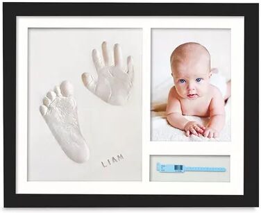 KeaBabies Baby Handprint and Footprint Kit, Personalized Baby Picture Frame Print Kit, Baby Keepsake Gifts, Grey, 5X7