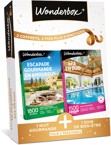 Wonderbox Coffret cadeau Escapade gourmande en amoureux + Spa en duo - Wonderbox