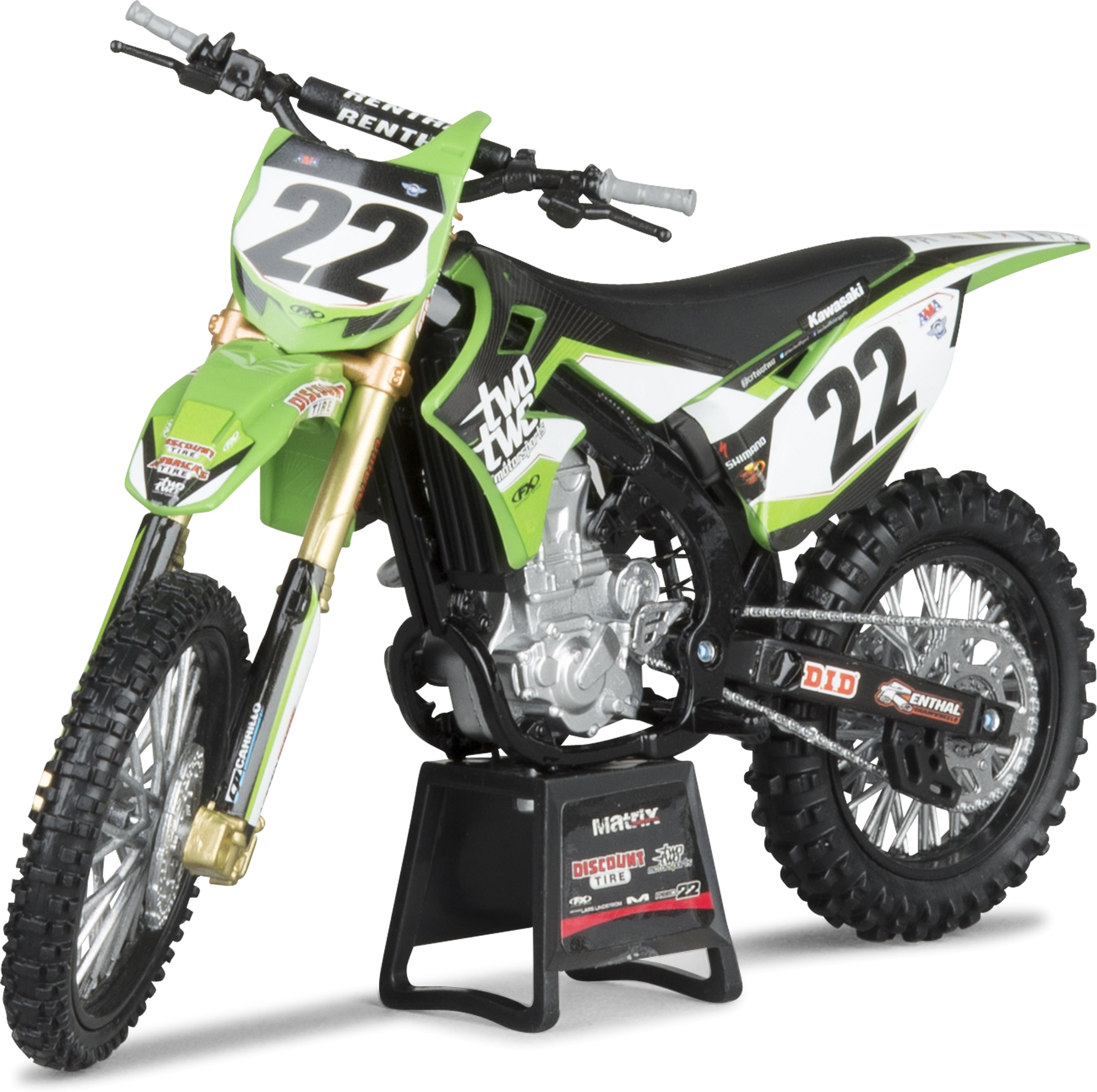 NewRay Legetøj NewRay 1:12 Kawasaki/ Twotwo Motorsport Chad Reed Nr. 22