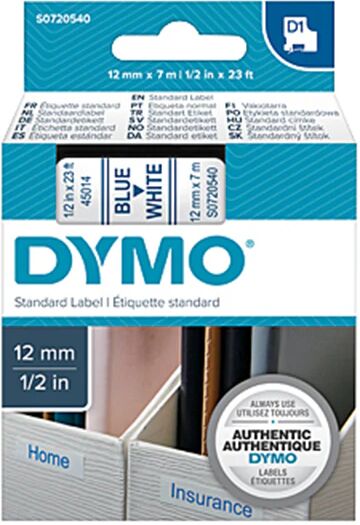 Dymo D1 Blue On Wht 12 Mm x 7 M Tape