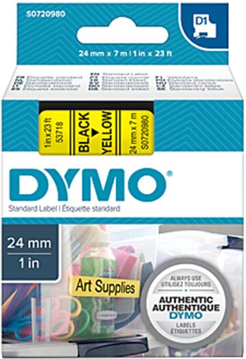 Dymo D1 Blk On Yell 24 Mm x 7 M Tape