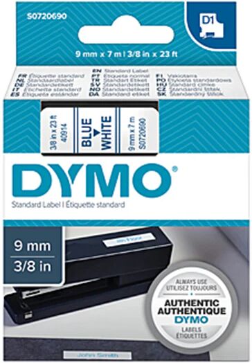 Dymo D1 Blue On Wht 9 Mm X 7 M Tape