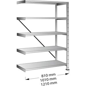 kaiserkraft Industrie- und Lagersteckregal, Bodenbreite 1000 mm, 5 Böden, Anbaufeld mit Tiefe 700 mm