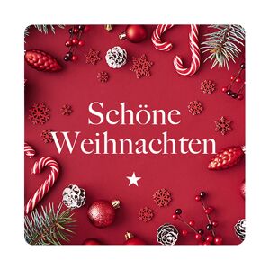 kaiserkraft Geschenketiketten, Schöne Weihnachten, rot, VE 500 Stk, LxB 35 x 35 mm, ab 2 VE