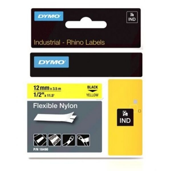Dymo Original Dymo Rhino 5000 Farbband (S0718080 / 18756) schwarz 12mm x 3.5m - ersetzt Inkfilm S0718080 / 18756 für Dymo Rhino5000