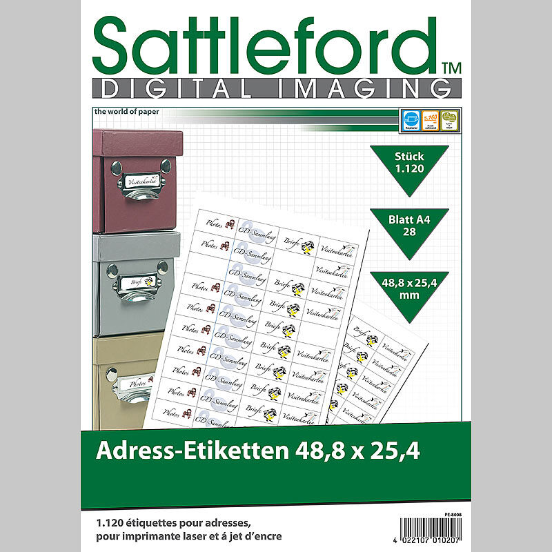 Sattleford 1120 Adress-Etiketten Mini 48,8x25,4 mm für Laser/Inkjet