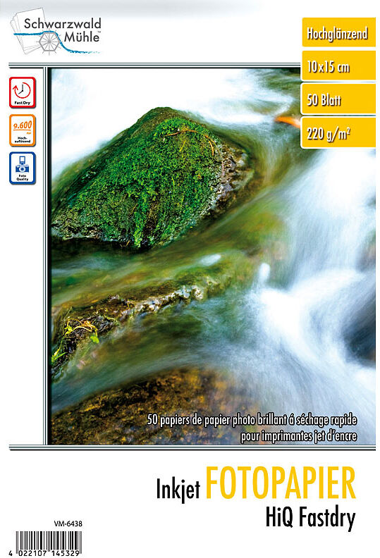 Schwarzwald Mühle HiQ Fastdry Fotopapier glossy  220 g/m² 10x15 50Bl.