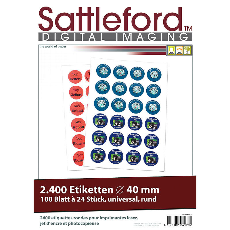 Sattleford 2400 Etiketten rund 40 mm für Laser/Inkjet