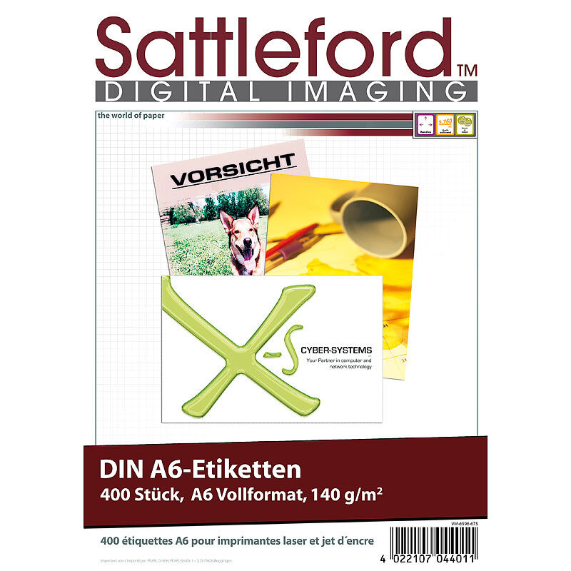 Sattleford 400 Etiketten A6 105x148 mm für Laser/Inkjet