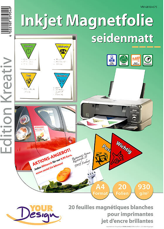 Your Design 20 Inkjet-Magnetfolien A4 matt/weiß