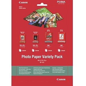 Canon Fotopapier VP-101 DIN A4, 10,0 x 15,0 cm glänzend, satiniert, matt 170, 200, 260, 275 g/qm 20 Blatt