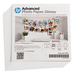 HP Fotopapier 49V50A 12,7 x 12,7 cm glänzend 250 g/qm 20 Blatt