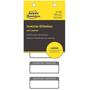 50 AVERY Zweckform Inventaretiketten 6901 schwarz 50,0 x 20,0 mm