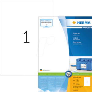 HERMA 4428 - Universal-Etiketten, 210 x 297 mm, 100 Stück, weiß