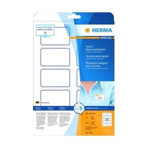 HERMA Namensetiketten 80,0 x 50,0 mm, 200 Etiketten, aus Acetatseide, weiß blauer Rand