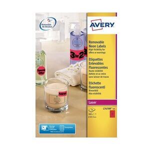 Zweckform AVERY Farbige Etiketten, A4, Ø 63,5 mm, 25 Bogen/300 Etiketten, neonrot