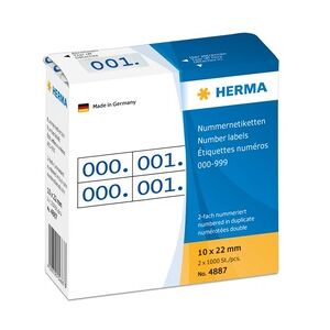 HERMA Nummern-Etiketten 0-999, 10 x 22 mm, rot, doppelt