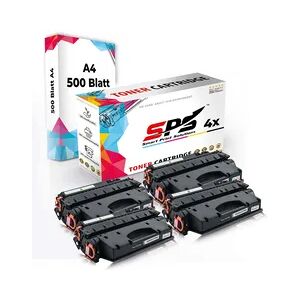 Druckerpapier A4 + 4x Kompatibel für HP Laserjet P 2056 N (CE505X/05X) Toner Schwarz XL 13000 Seiten