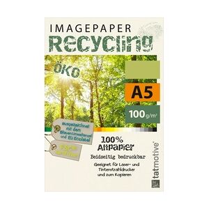 TATMOTIVE Imagepaper Recyclingpapier Öko 100g/qm A5, FSC zertifiziert, geeignet für alle Drucker, 2000 Blatt Kopierpapier Druckerpapier nachhaltig