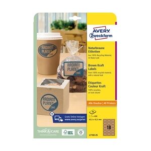 Avery Zweckform Naturbraune Etiketten, 63,5 x 42,3 mm, oval