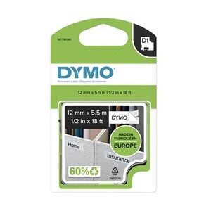 Dymo D1 Schriftbandkassette schwarz/weiß, 12 mm x 5,5 m