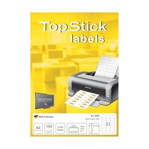 TOP STICK Universal-Etiketten, 70 x 42,3 mm, weiß, 100 Blatt