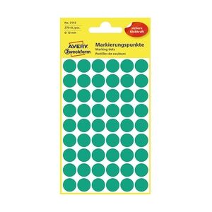 Avery Zweckform Markierungspunkte, Ø 12 mm, 5 Bogen/270 Etiketten, grün