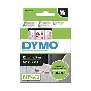 Dymo D1 Schriftbandkassette rot/weiß, 12 mm x 7 m