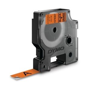 Dymo D1 - Hochleistungsetiketten - Schwarz auf Orange - 12mm x 3m
