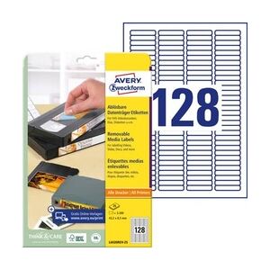 Zweckform Etiketten für Dias, A4, 43,2 x 8,5 mm, 25 Bogen/3.200 Etiketten, weiß