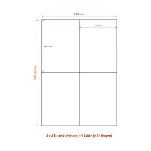 1-PACK 400x Etiketten Labels selbstklebend weiß 105 x 148.5mm auf DIN A4