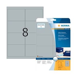 HERMA Silberfarbene Folien-Etiketten 99,1 x 67,7 mm, 200 Etiketten, glänzend, wetterfest