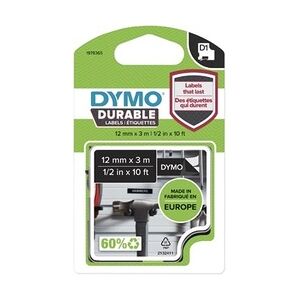 Dymo D1 Schriftbandkassette weiß/schwarz, 12 mm x 3 m