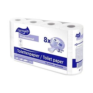 1-PACK 8x Toilettenpapier 3-lagig Harmony Professional 250 Blatt FSCR-zertifiziert