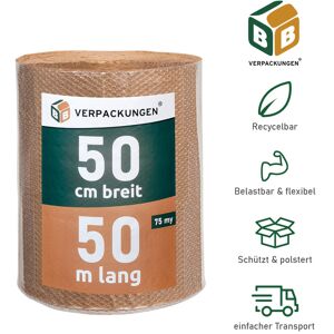 BB-VERPACKUNGEN GMBH 3 x Luftpolsterfolie (0,5 x 50 m) 3-lagig 75 my Papierkaschiert Schutzfolie Noppen Versandfolie Polster Verpacken Knallfolie Transport BB-Verpackungen