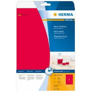 Neonetiketten A4 210x297 mm neon-rot Papier matt 20 St. - Herma