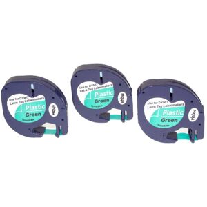 3x Schriftband Kassette Patrone 12mm kompatibel mit Dymo LetraTag 2000, LT-100H, LT-100T, Plus LT-100H, QX50, xm, xr Ersatz für 91204. - Vhbw