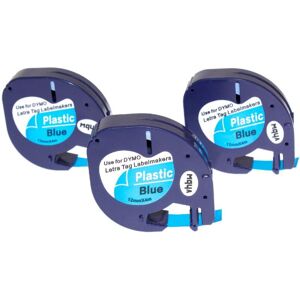 3x Schriftband Kassette Patrone 12mm kompatibel mit Dymo LetraTag 2000, LT-100H, LT-100T, Plus LT-100H, QX50, xm, xr Ersatz für 91205. - Vhbw