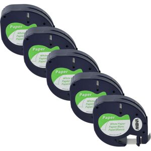 5x Schriftband Kassette Patrone 12mm kompatibel mit Dymo LetraTag LT-100H, LT-100T, QX50, xr Ersatz für 91200, S0721520. - Vhbw